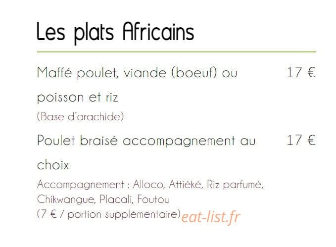 Afri K Gourmand — carte page 2