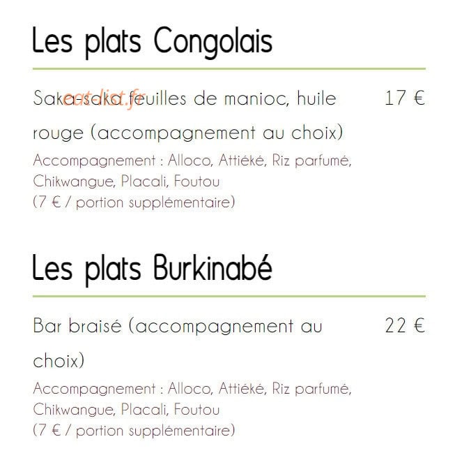 Afri K Gourmand — carte page 7
