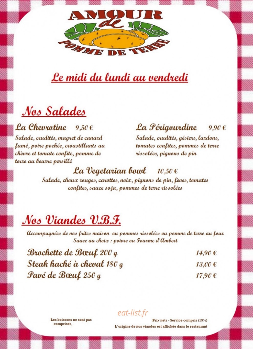 Amour De Pomme De Terre A Nantes Menu Et Photos