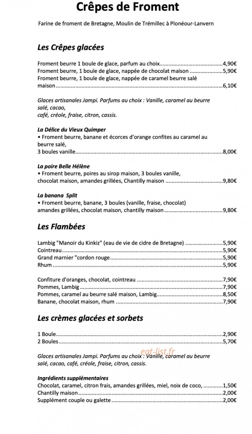 Au vieux quimper — carte page 5