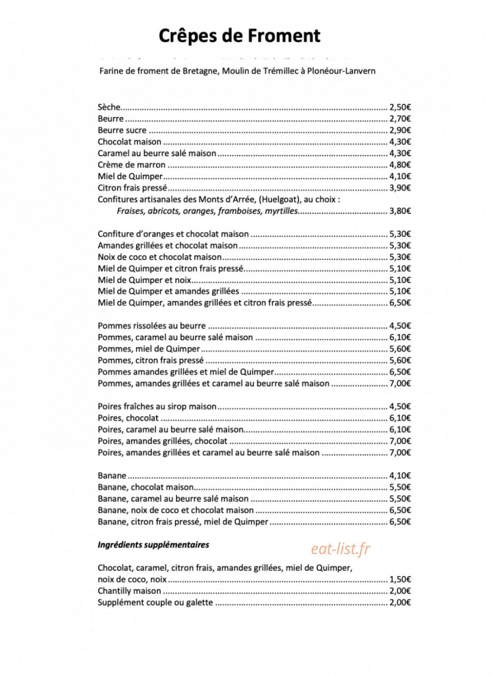 Au vieux quimper — carte page 4
