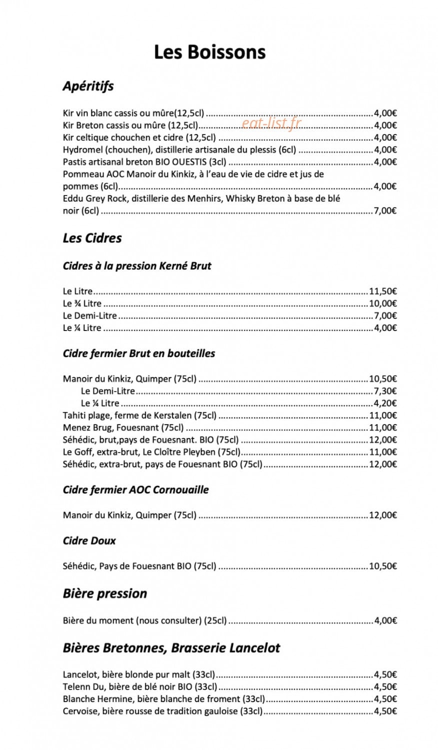 Au vieux quimper — carte page 7