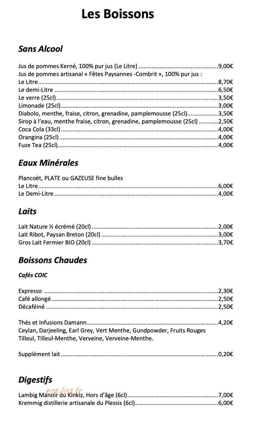 Au vieux quimper — carte page 6
