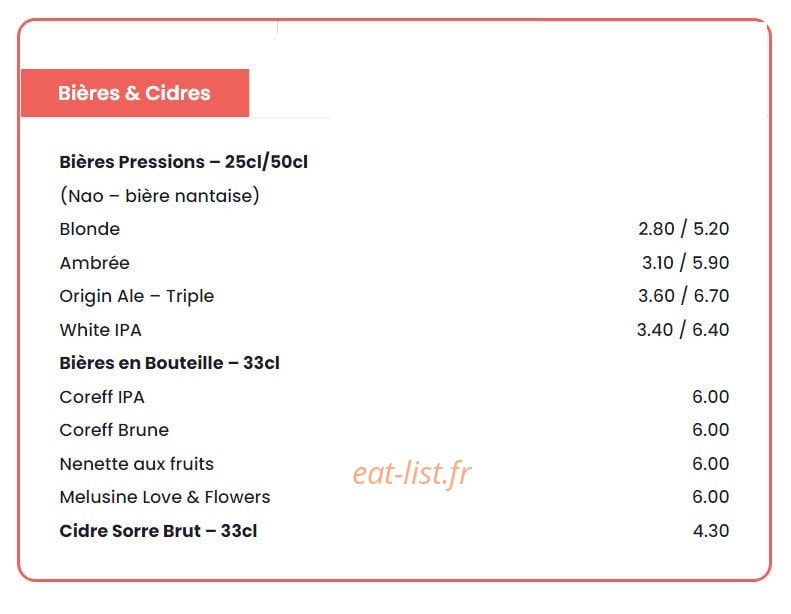 Bam Bam Café — carte page 4