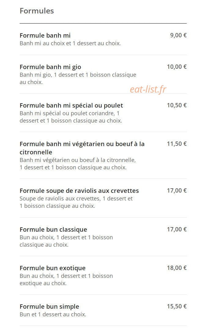 Banh Mie — carte page 2