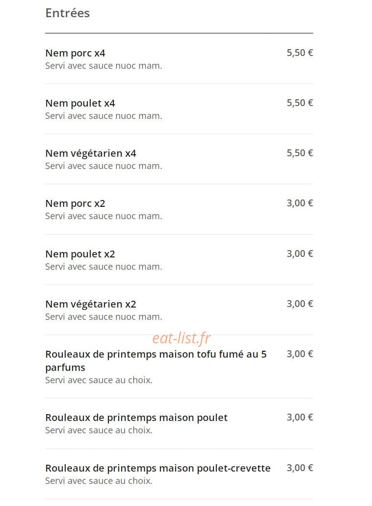 Banh Mie — carte page 3