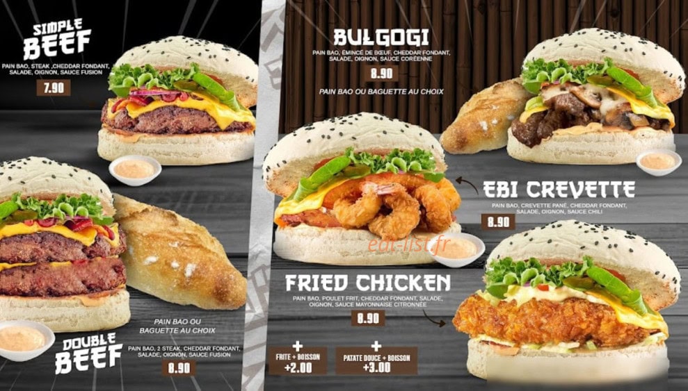 Bao Burger — carte page 1