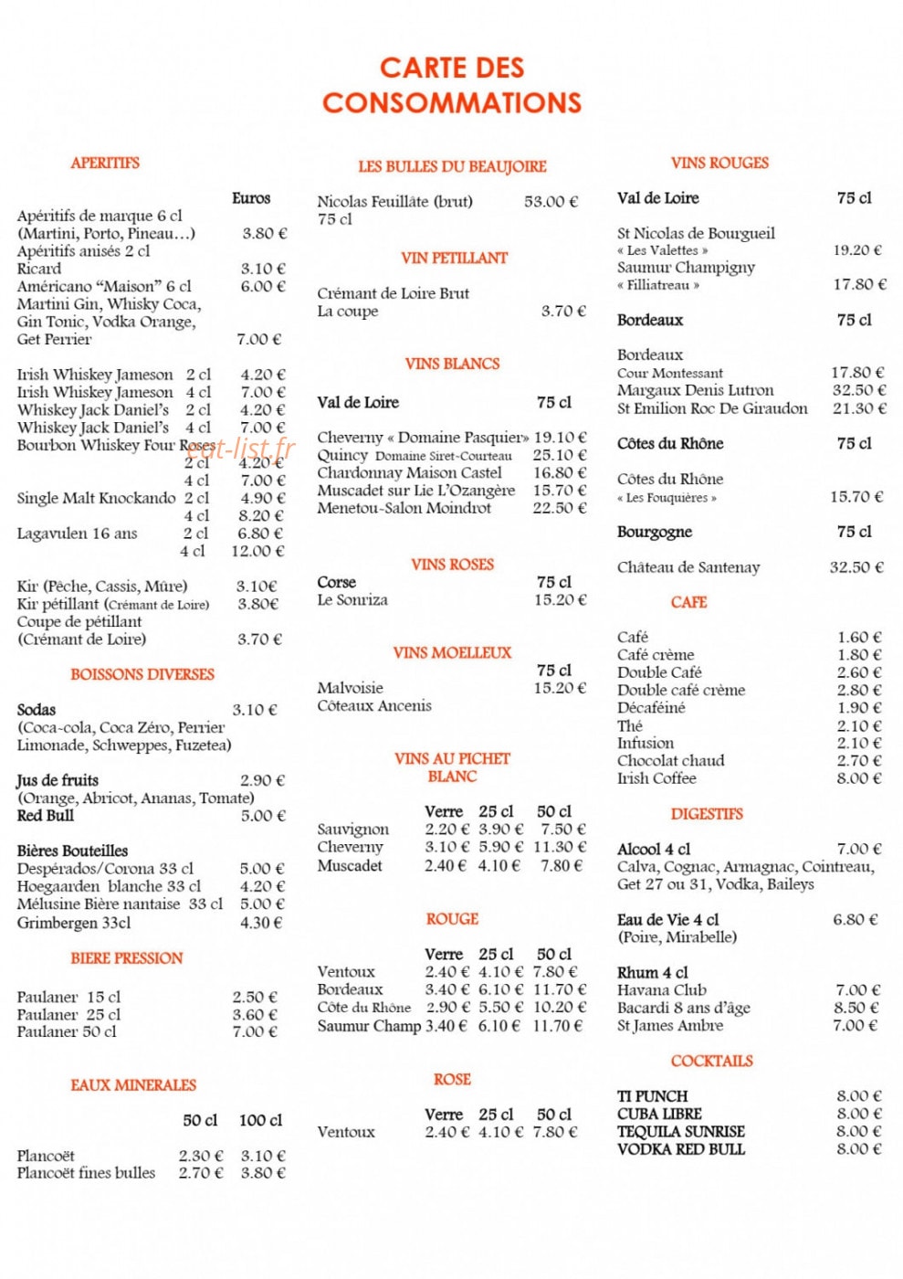 Beaujoire Hôtel — carte page 1