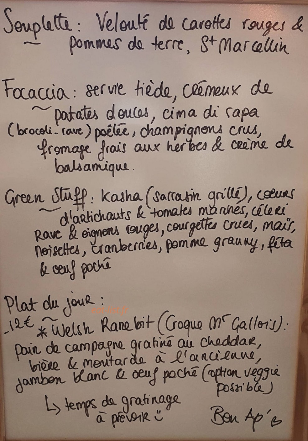 Billie's — carte page 1