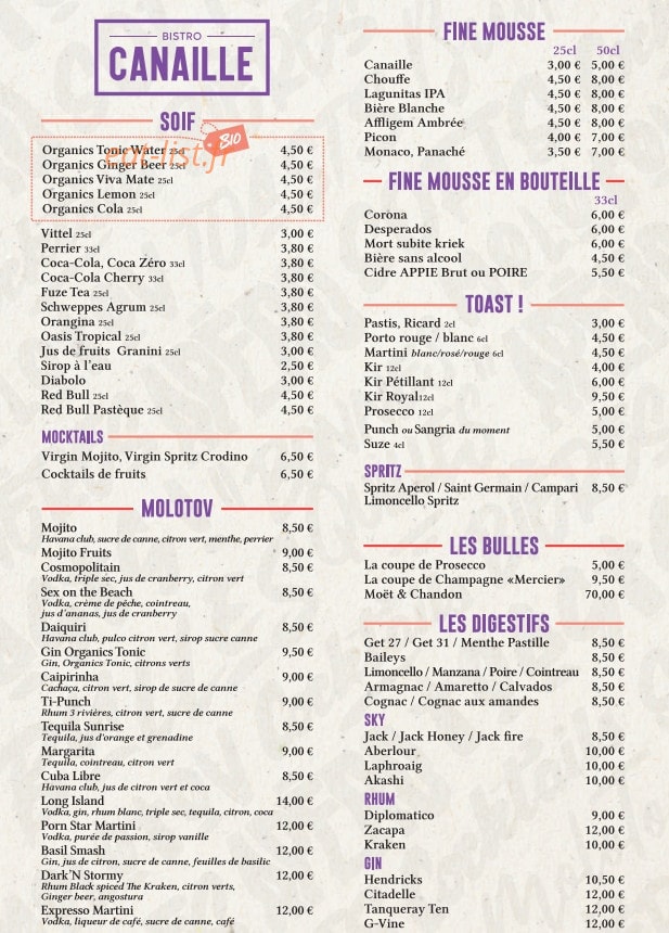 Bistro Canaille — carte page 3