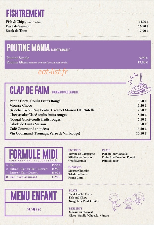 Bistro Canaille — carte page 1