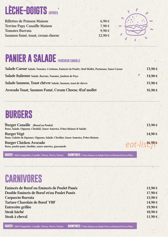 Bistro Canaille — carte page 2