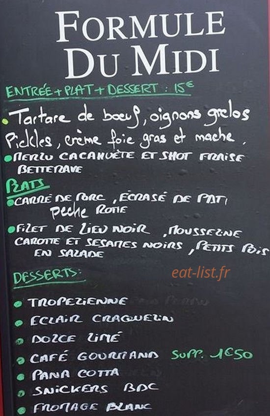 Bistro Du Cours — carte page 1
