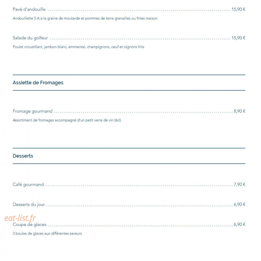 Bistrot du Golf — carte page 2