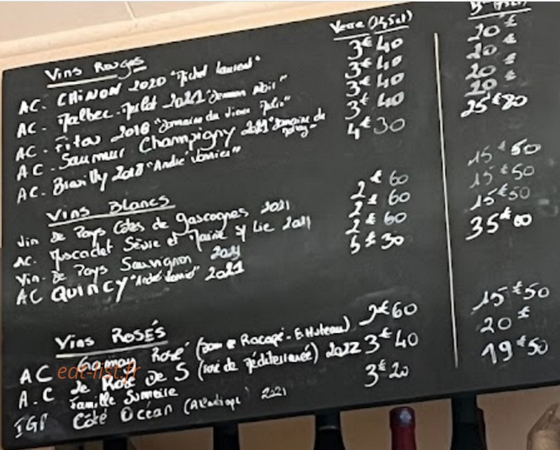 Brasserie Lamoricière — carte page 1
