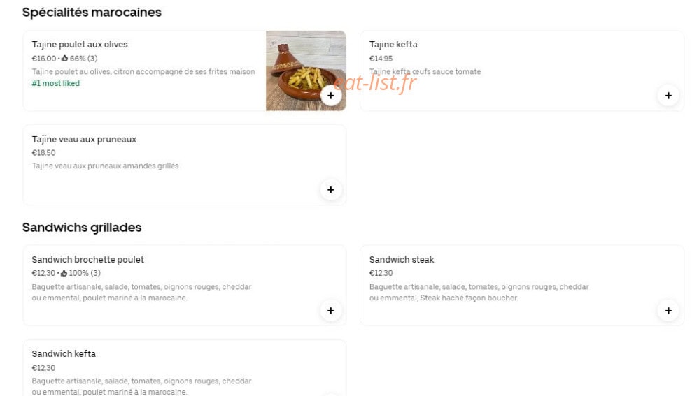Bx Food — carte page 1