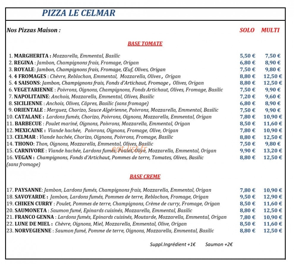 Café Cel Mar — carte page 1