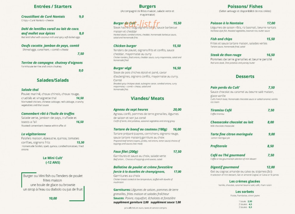 Café Cult' — carte page 1