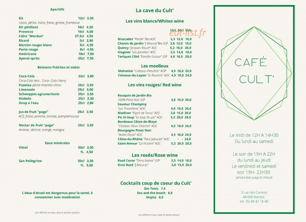 Café Cult' — carte page 2