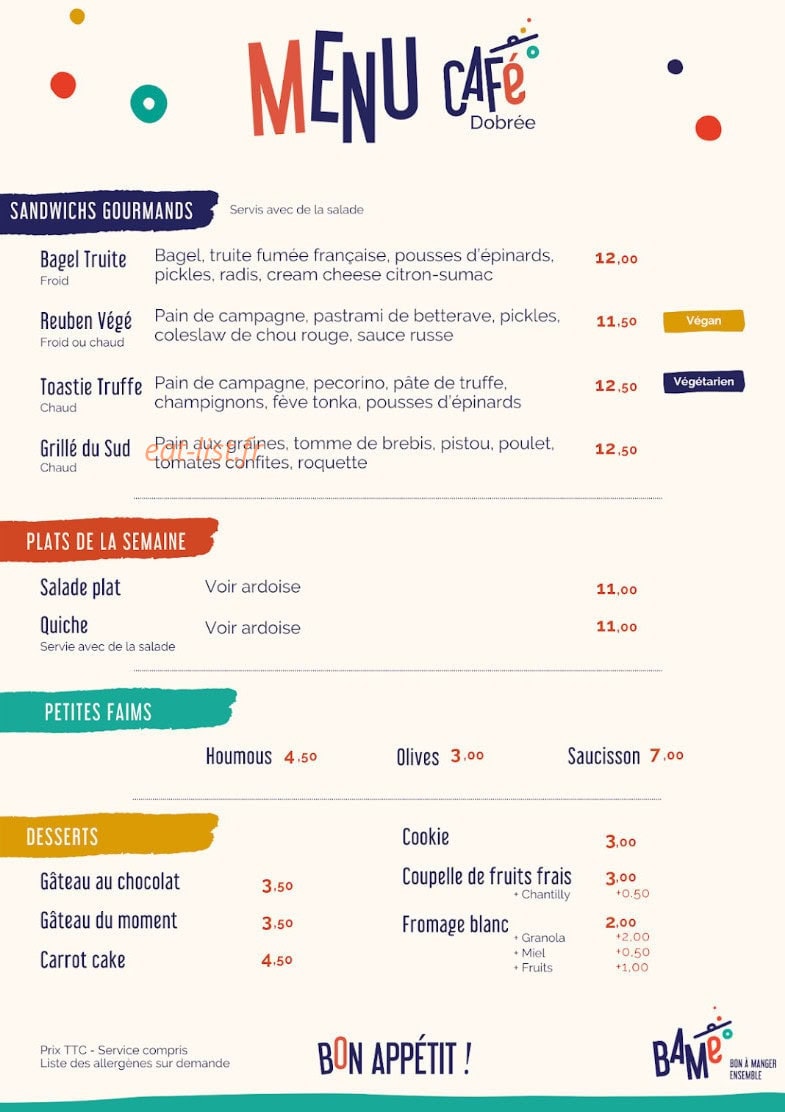 Café Dobrée — carte page 1