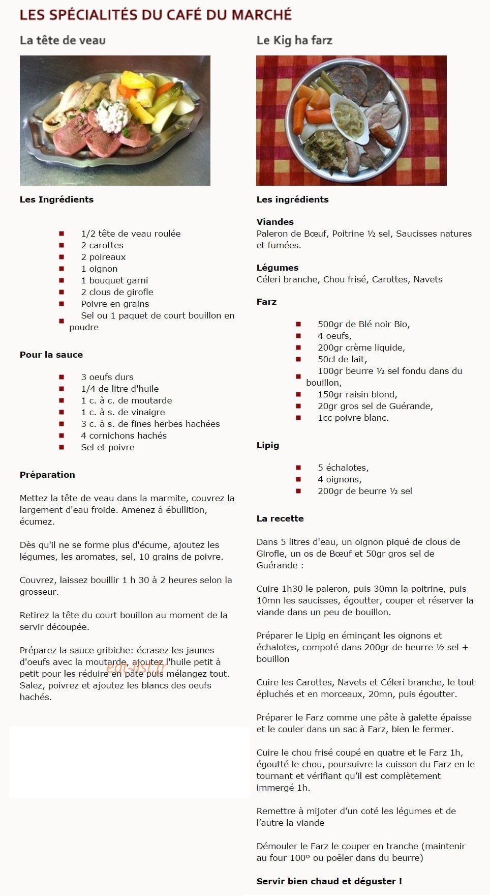 Café du marché — carte page 1