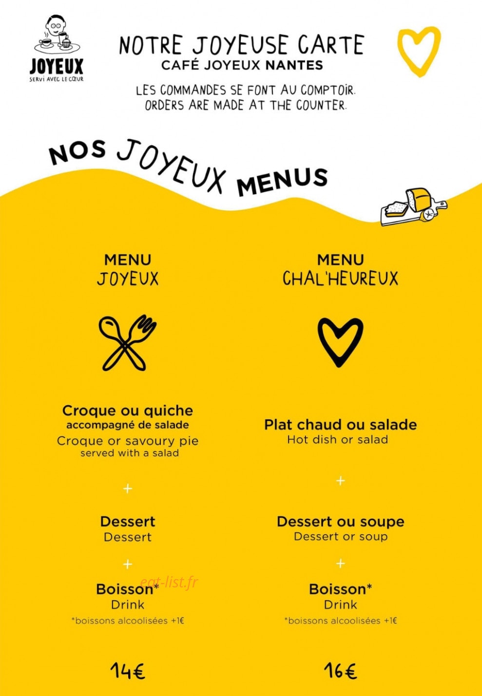 Café Joyeux — carte page 1