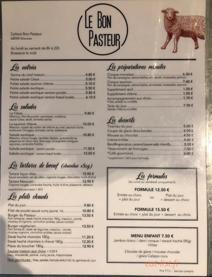 Café le bon pasteur — carte page 1