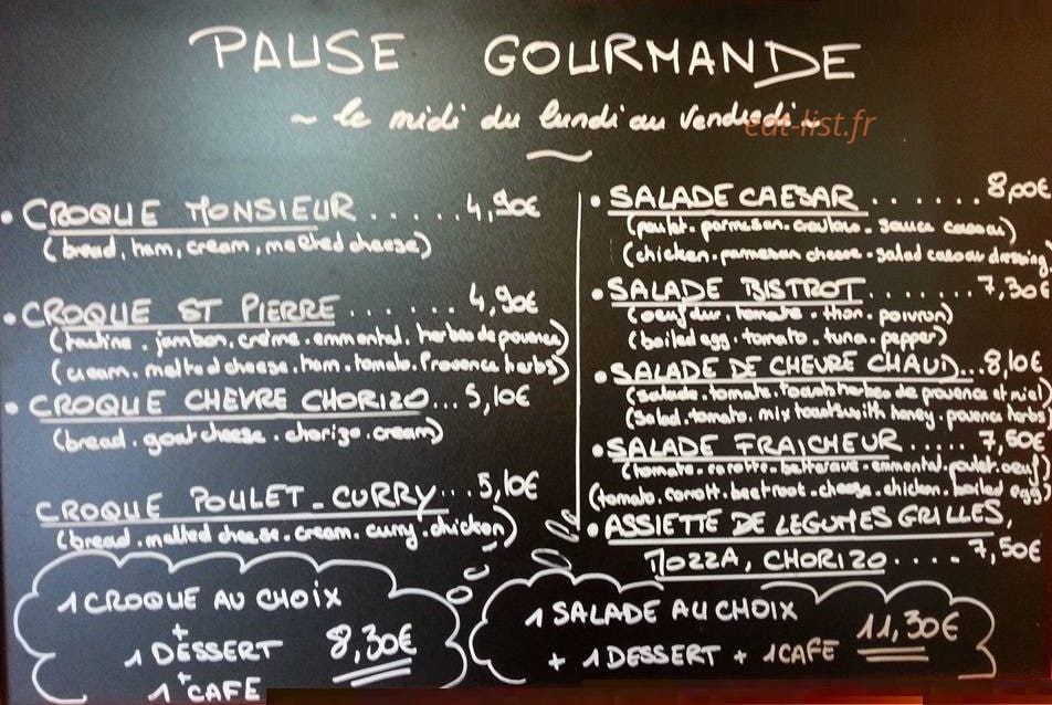Café Saint Pierre — carte page 1