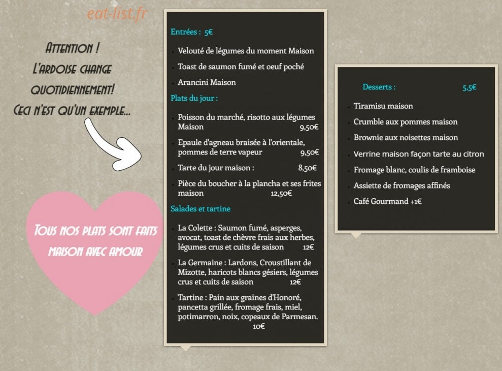 Café Sur Cour — carte page 1