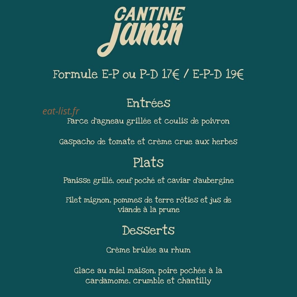 Cantine Jamin — carte page 1