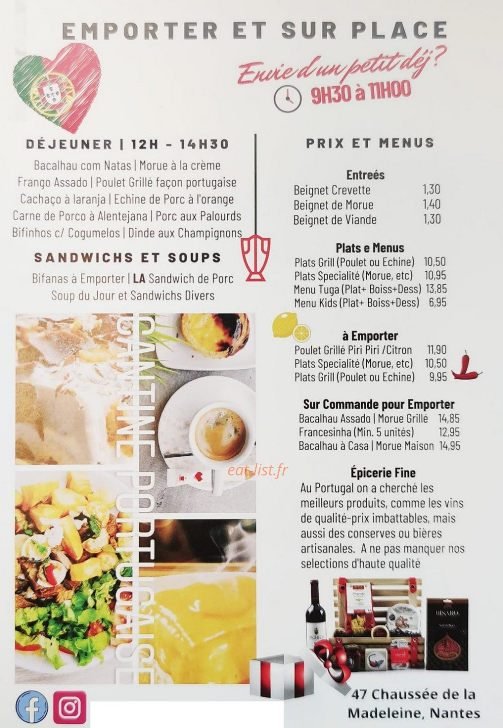 Cantine Portugaise — carte page 1