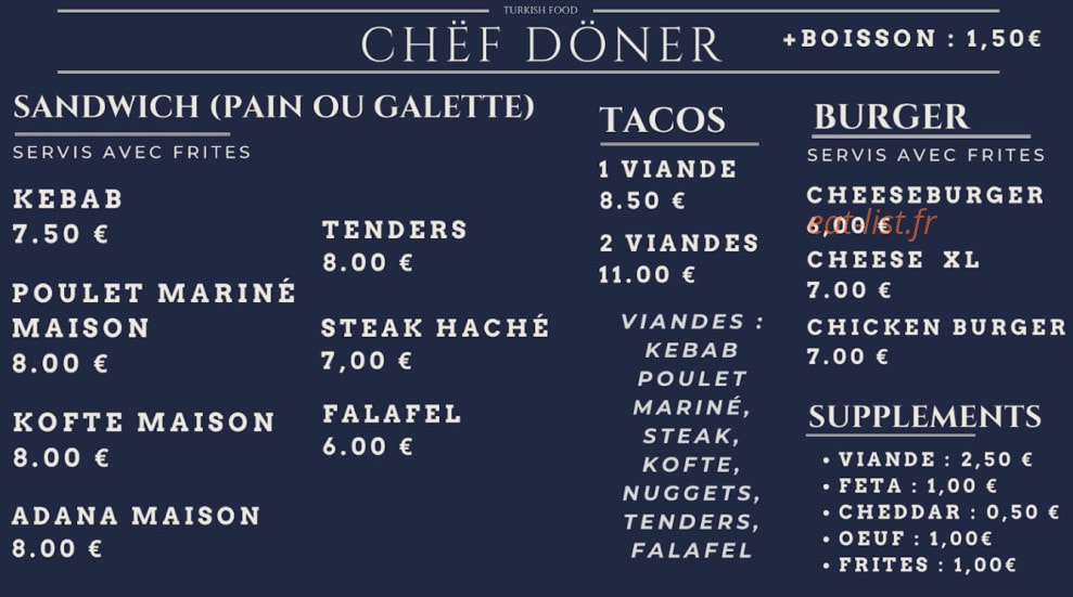 Chëf döner — carte page 1