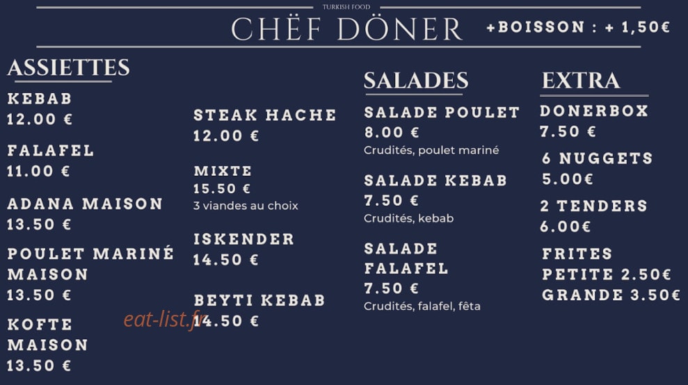 Chëf döner — carte page 2