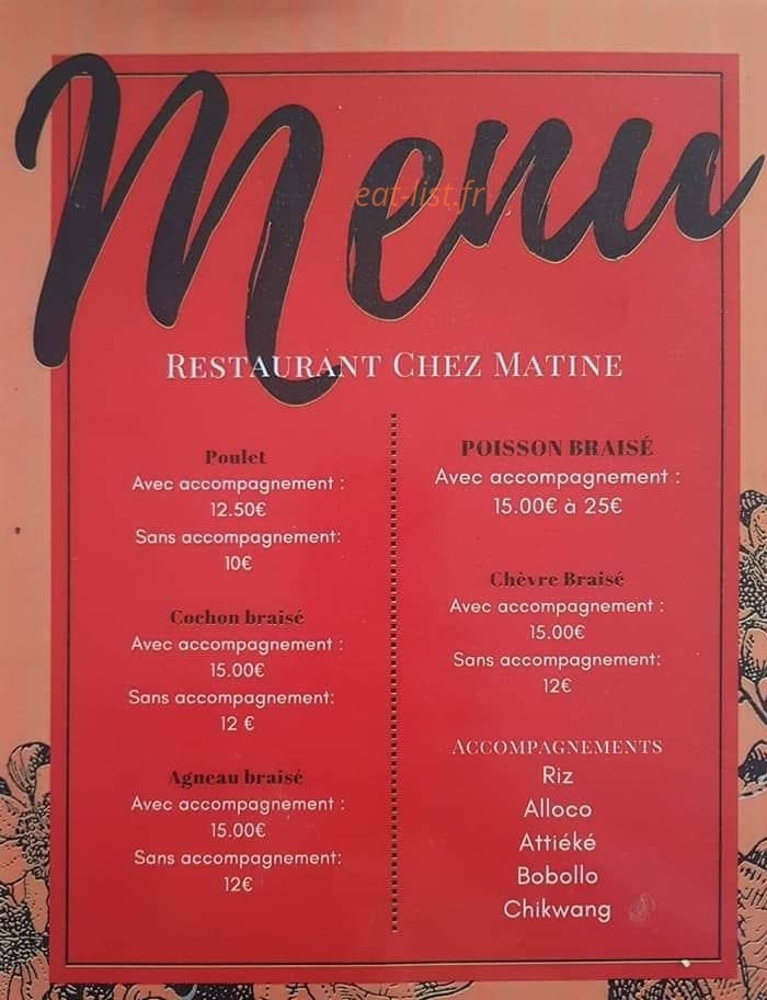Chez Martine — carte page 1