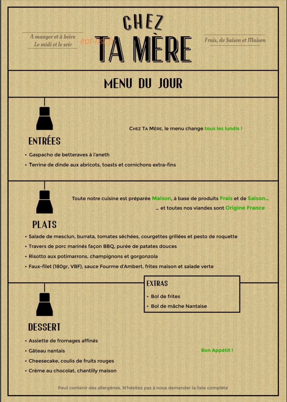 Chez Ta Mère Meuris — carte page 1