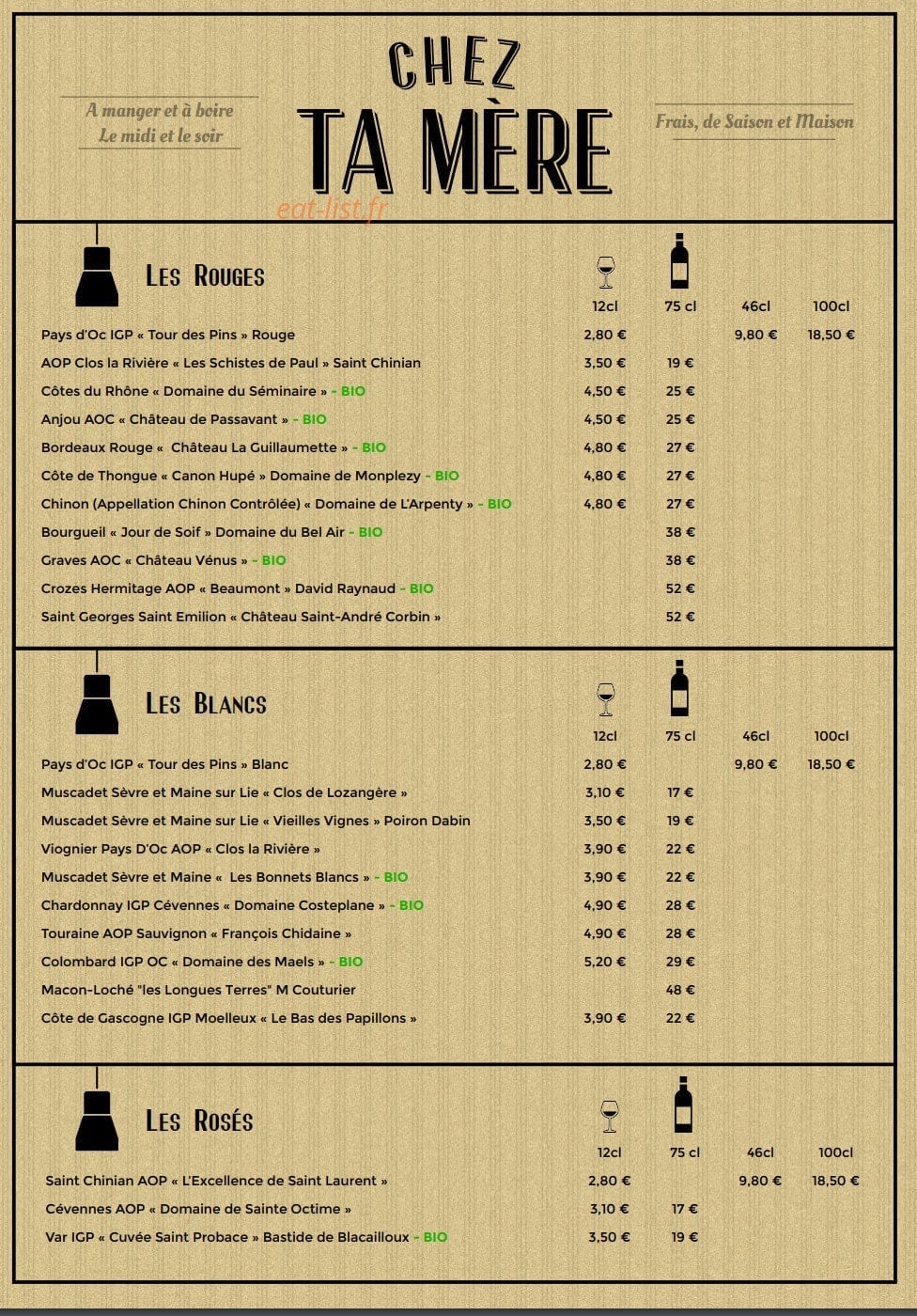 Chez Ta Mère — carte page 1