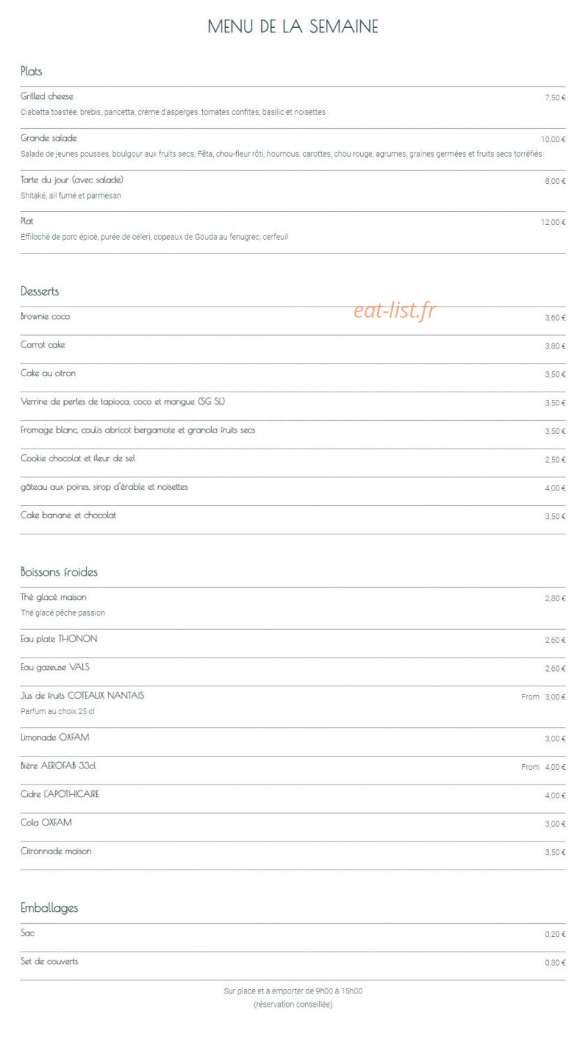 Citrus café — carte page 1