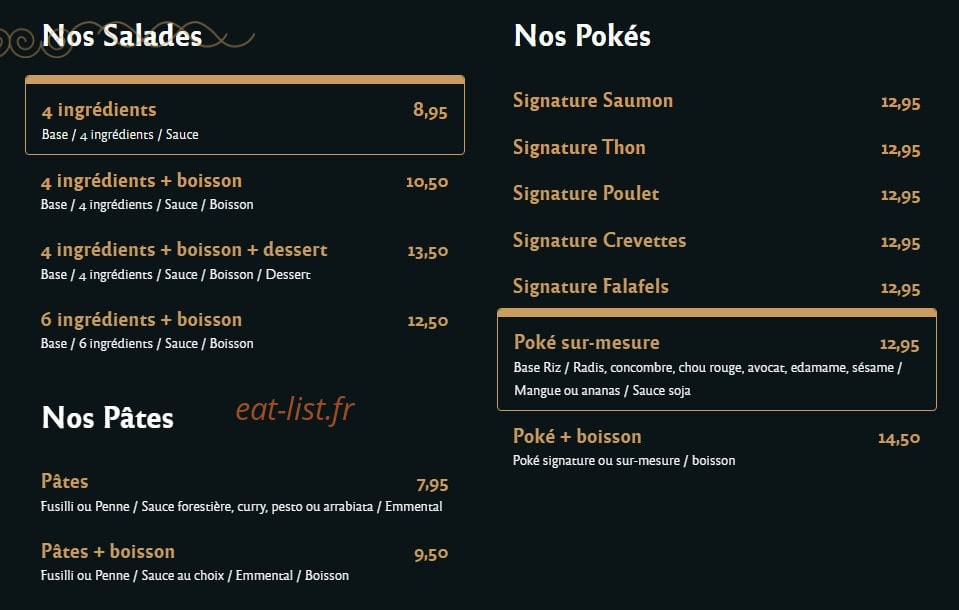 Come eat — carte page 1