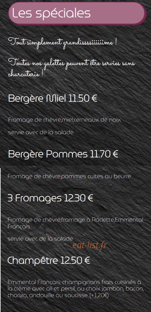Crêperie Chez Les Ducs — carte page 3