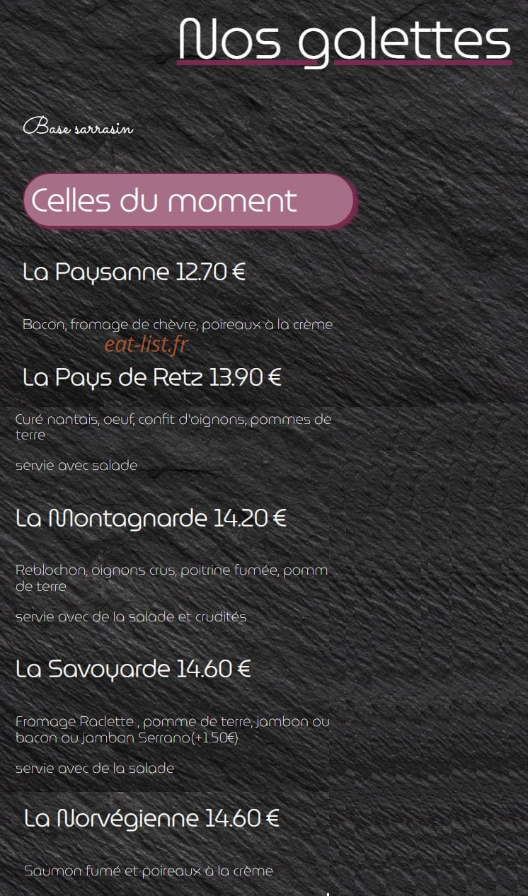 Crêperie Chez Les Ducs — carte page 1