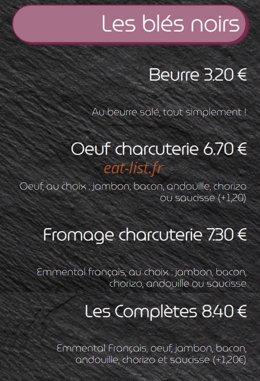 Crêperie Chez Les Ducs — carte page 2