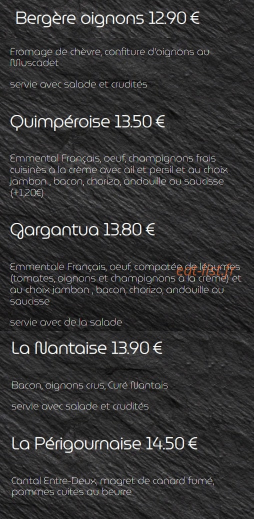 Crêperie Chez Les Ducs — carte page 4