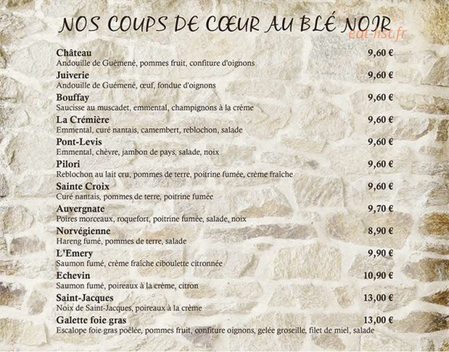 Crêperie du Bouffay — carte page 2