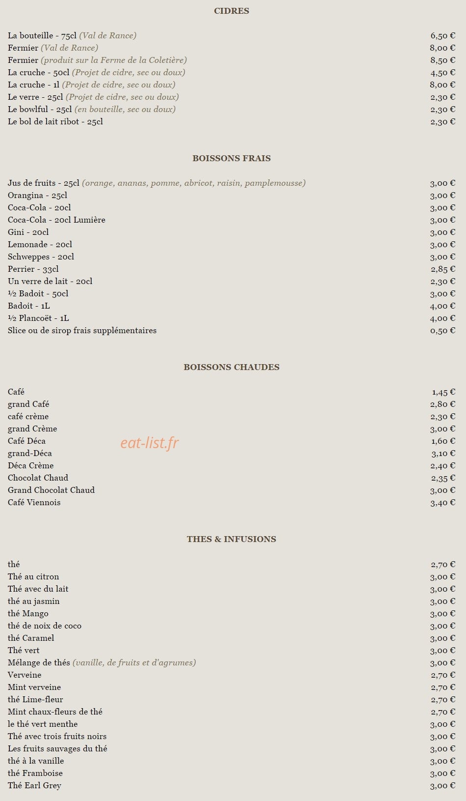 Crêperie Sainte Croix — carte page 6