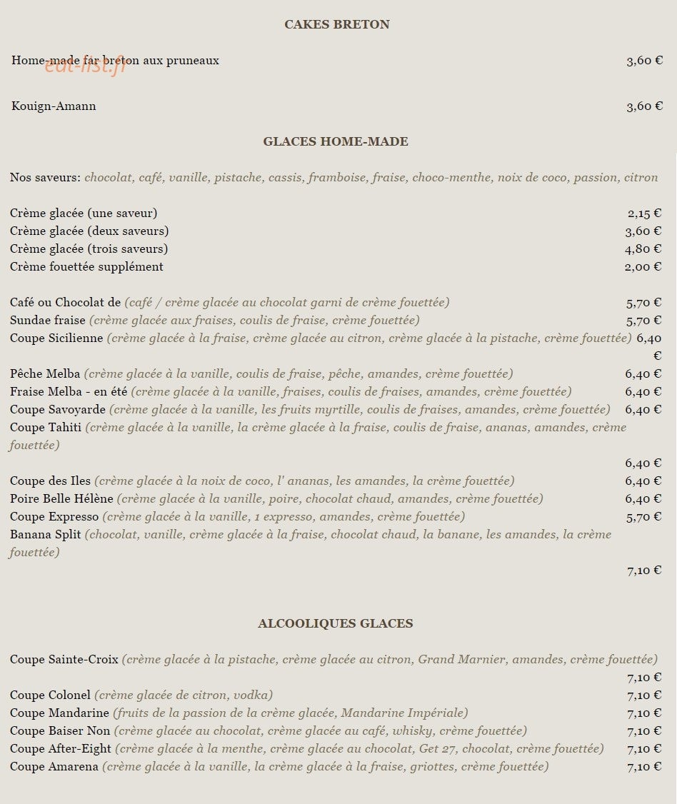 Crêperie Sainte Croix — carte page 5