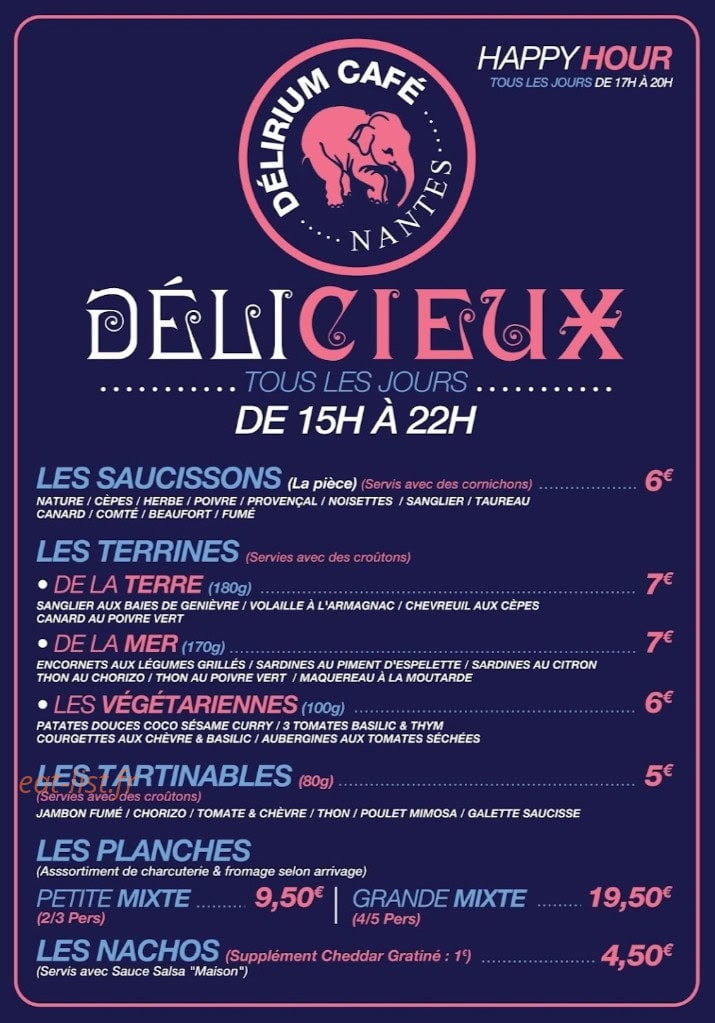 Delirium cafe — carte page 1