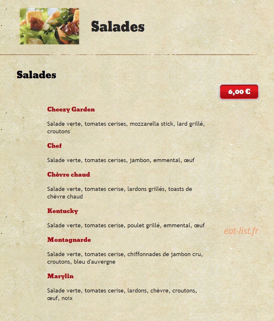 Diner's Burger — carte page 11