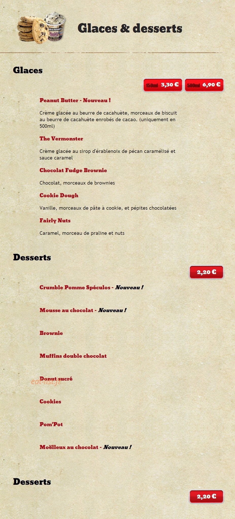 Diner's Burger — carte page 12
