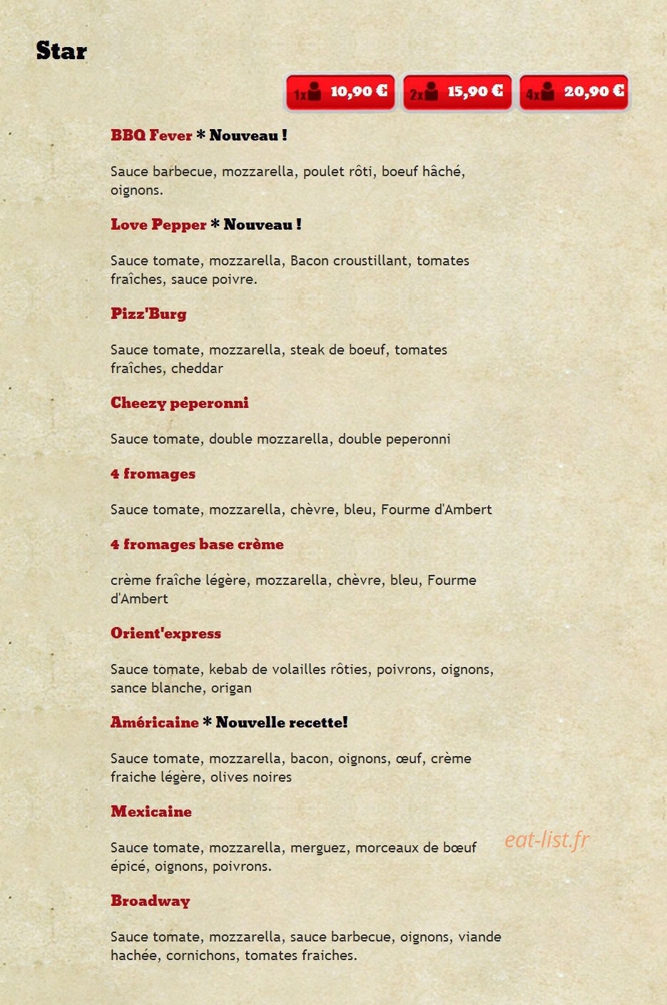 Diner's Burger — carte page 6