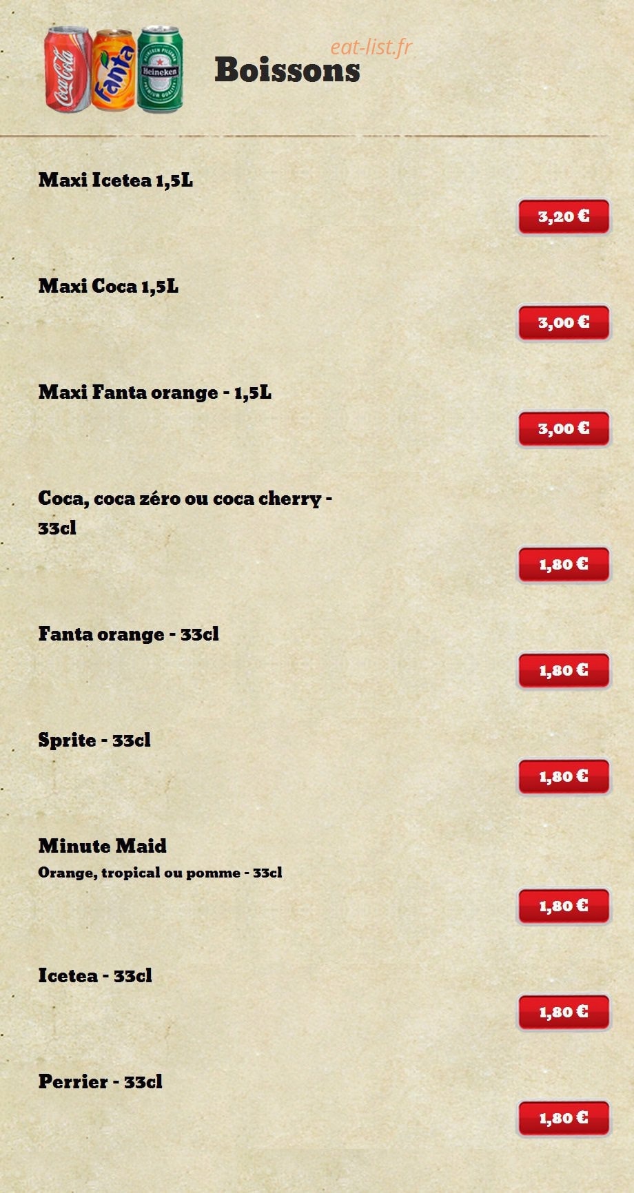 Diner's Burger — carte page 13